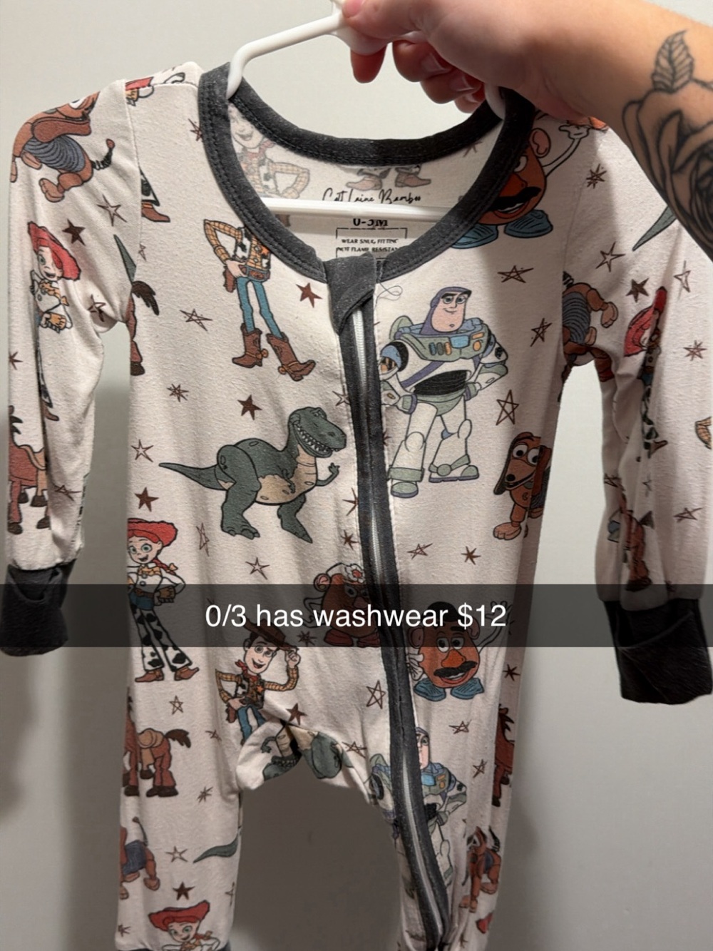 Toy Story Print White & Gray Kids One-Piece Pajamas